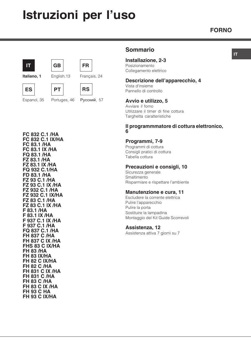 Hotpoint Ariston Diamond FD 83.1 (MR)-HA User Manual | 68 pages