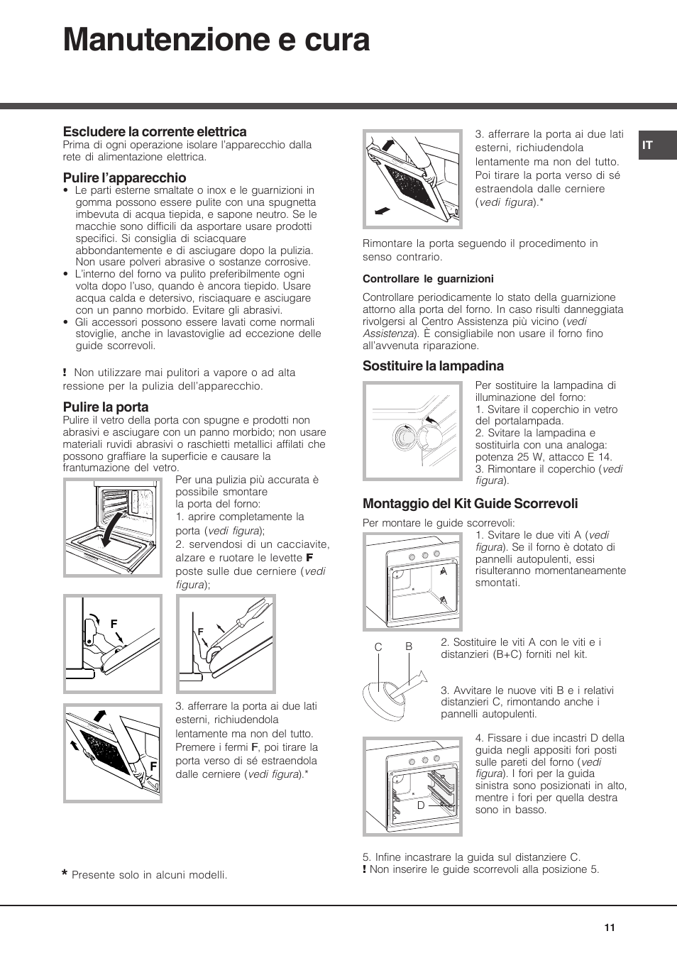 Manutenzione e cura | Hotpoint Ariston Diamond FD 83.1 (MR)-HA User Manual | Page 11 / 68