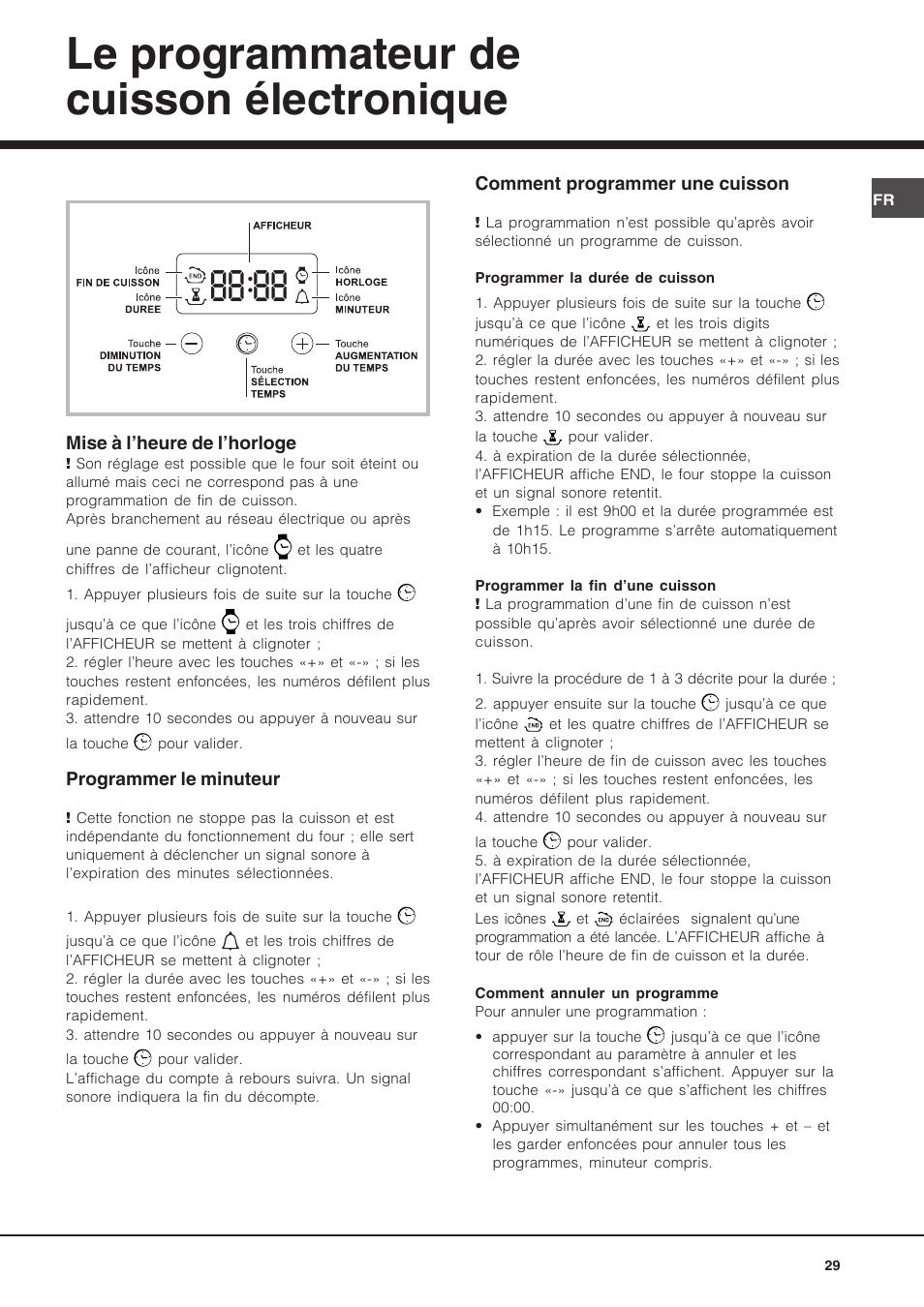 Le programmateur de cuisson électronique | Hotpoint Ariston Diamond FD 83.1 (MR)-HA User Manual | Page 29 / 68