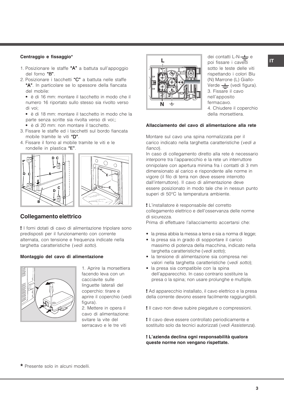 Collegamento elettrico | Hotpoint Ariston Diamond FD 83.1 (MR)-HA User Manual | Page 3 / 68