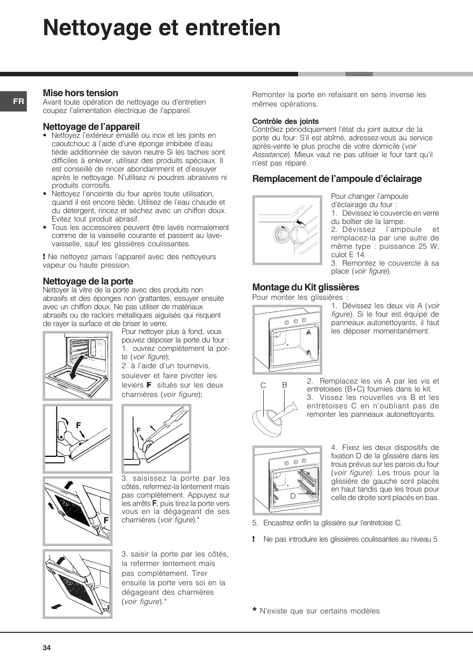 Nettoyage et entretien | Hotpoint Ariston Diamond FD 83.1 (MR)-HA User Manual | Page 34 / 68