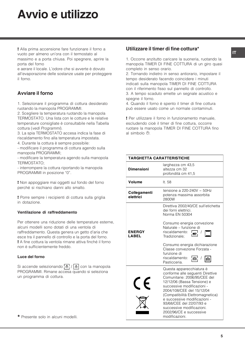 Avvio e utilizzo, Avviare il forno, Utilizzare il timer di fine cottura | Hotpoint Ariston Diamond FD 83.1 (MR)-HA User Manual | Page 5 / 68