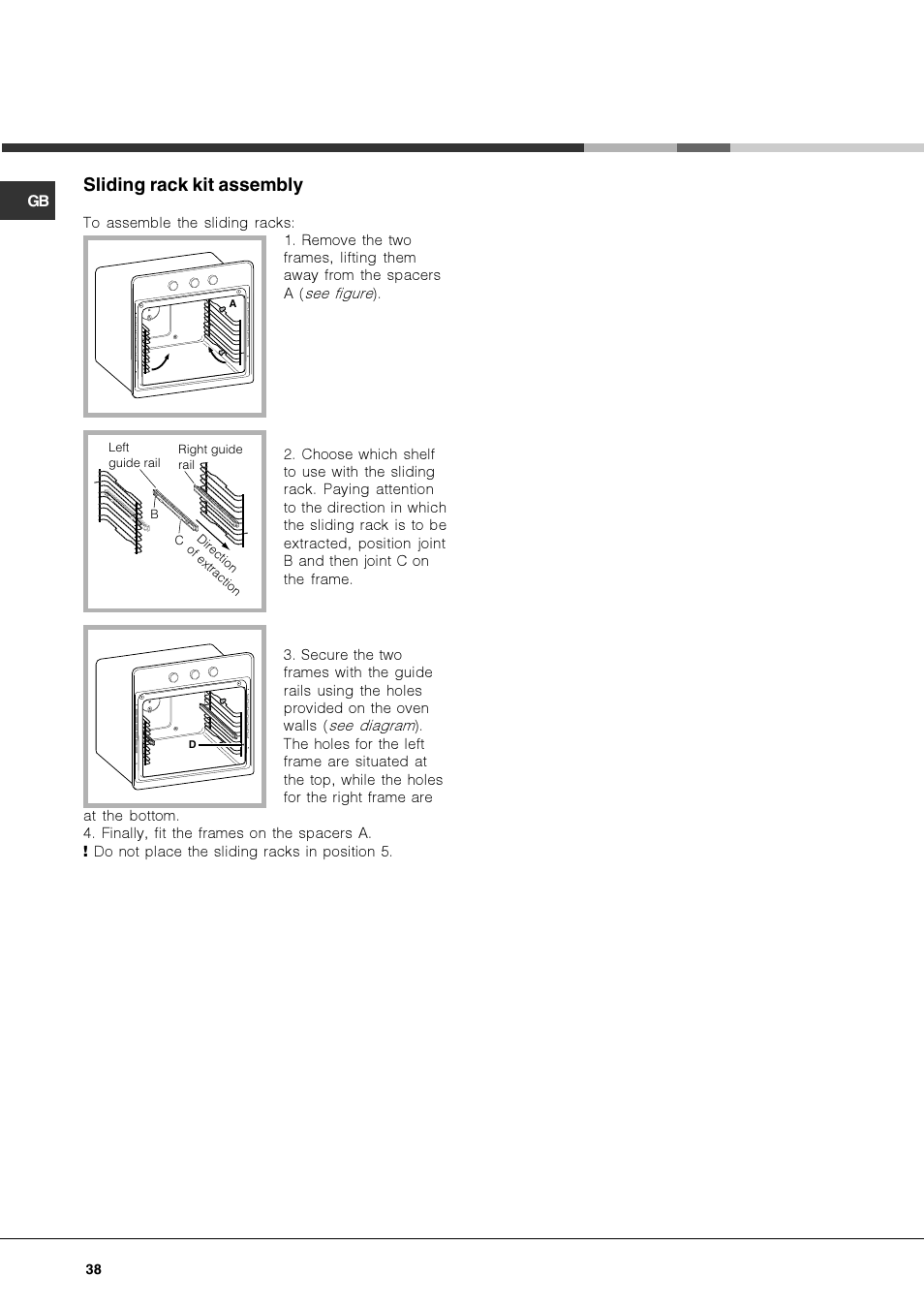 Sliding rack kit assembly | Hotpoint Ariston OK 1035 EL D.20 X /HA User Manual | Page 38 / 60