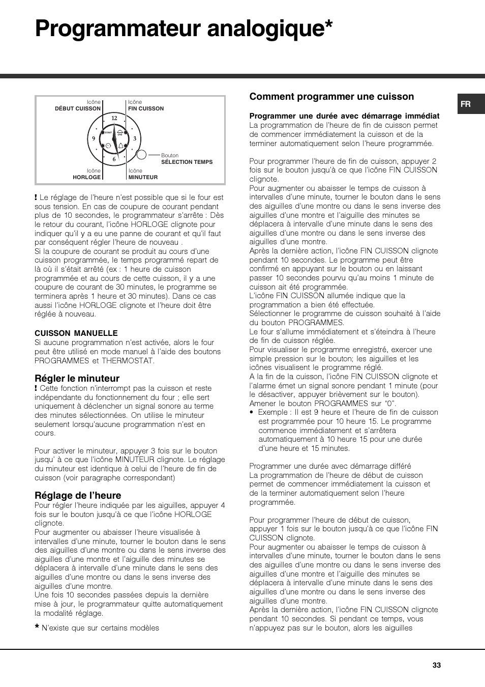 Programmateur analogique | Hotpoint Ariston Luce FKS 610 X-HA User Manual | Page 33 / 80