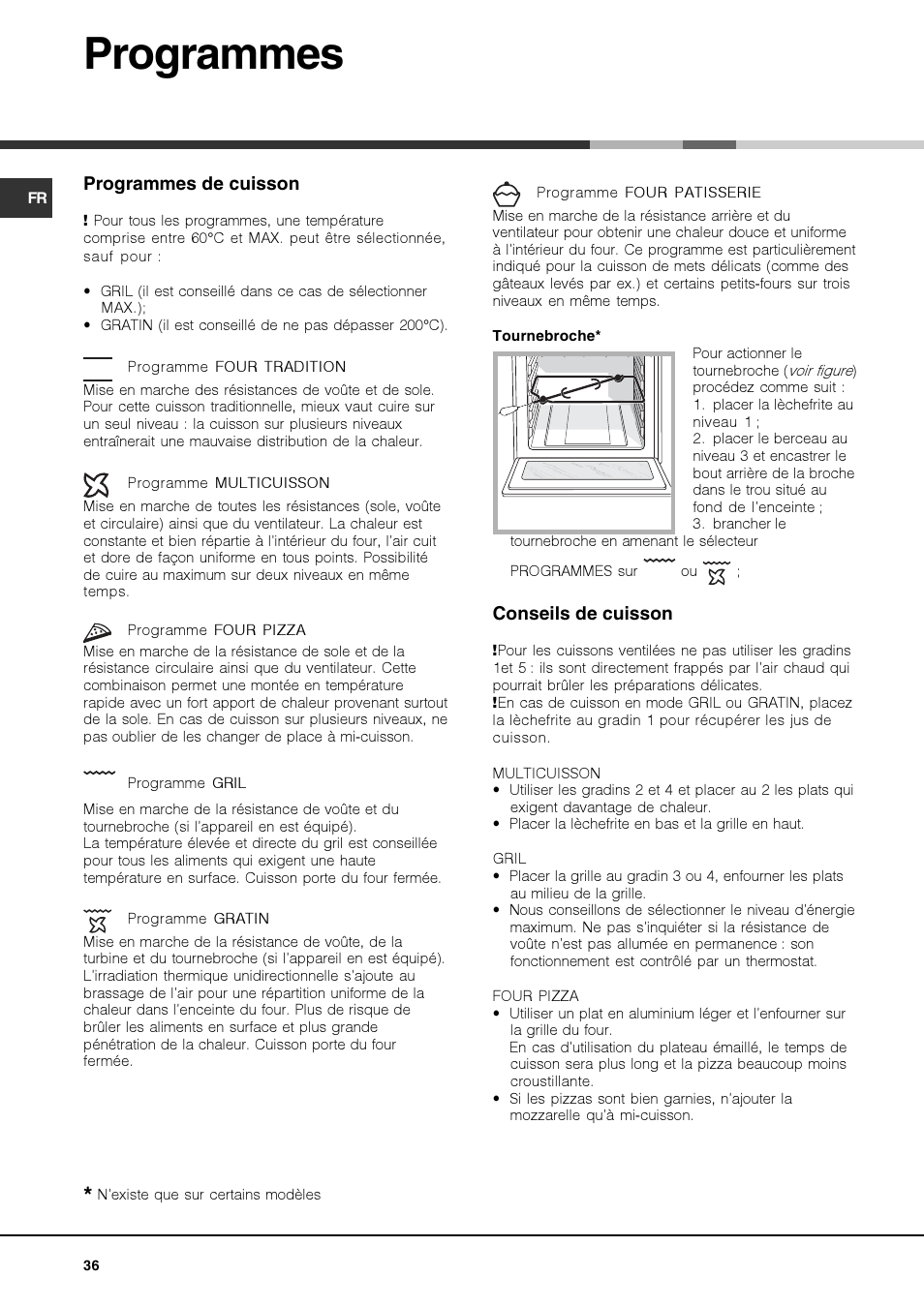 Programmes | Hotpoint Ariston Luce FKS 610 X-HA User Manual | Page 36 / 80