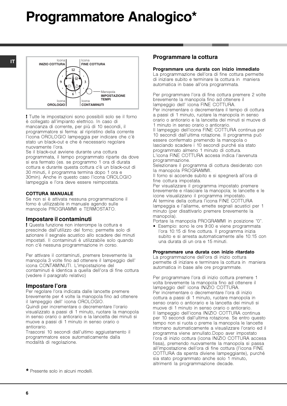 Programmatore analogico | Hotpoint Ariston Luce FKS 610 X-HA User Manual | Page 6 / 80