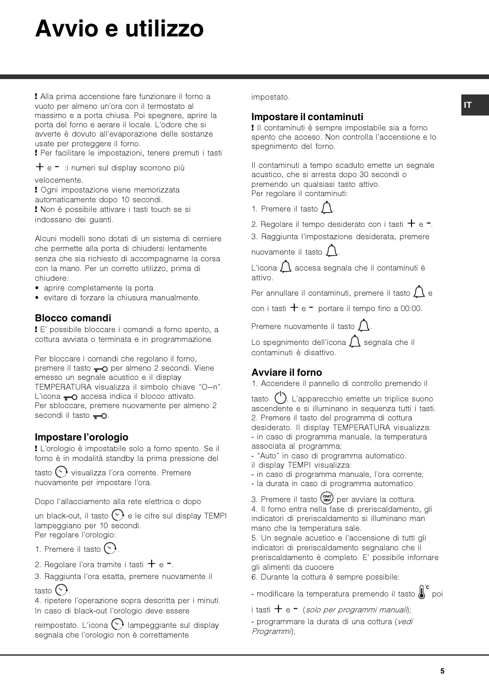 Avvio e utilizzo | Hotpoint Ariston Luce FK 103E.20 X-HA User Manual | Page 5 / 76