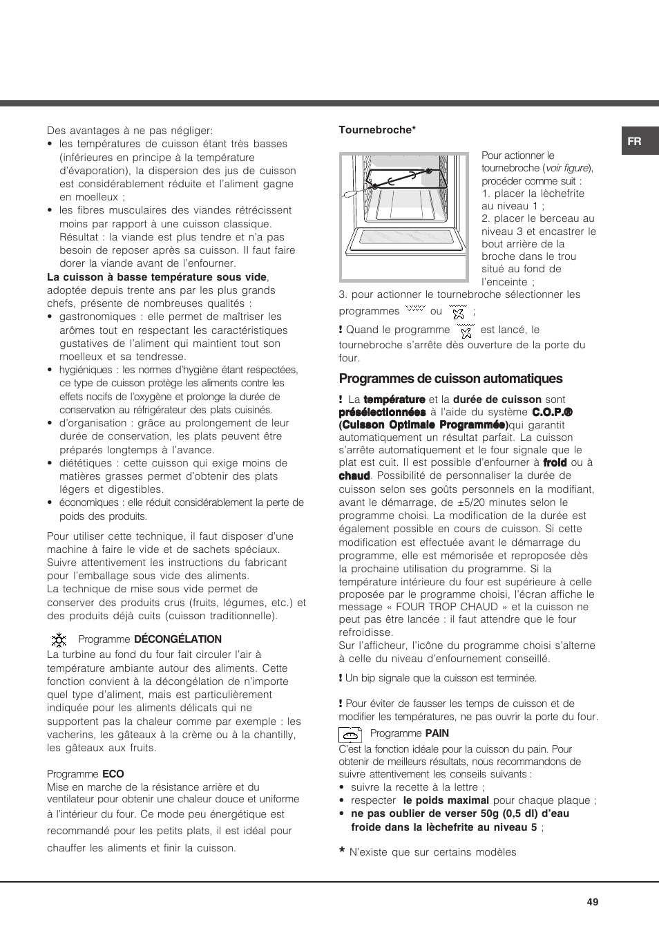 Programmes de cuisson automatiques | Hotpoint Ariston Luce FK 1041L P.20 X-HA User Manual | Page 49 / 80