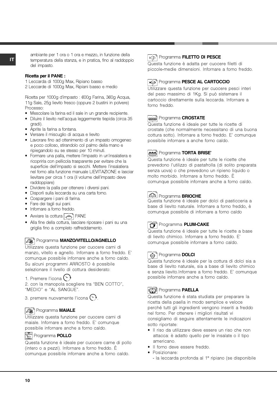 Hotpoint Ariston Luce FK 1041.20 X-HA User Manual | Page 10 / 60