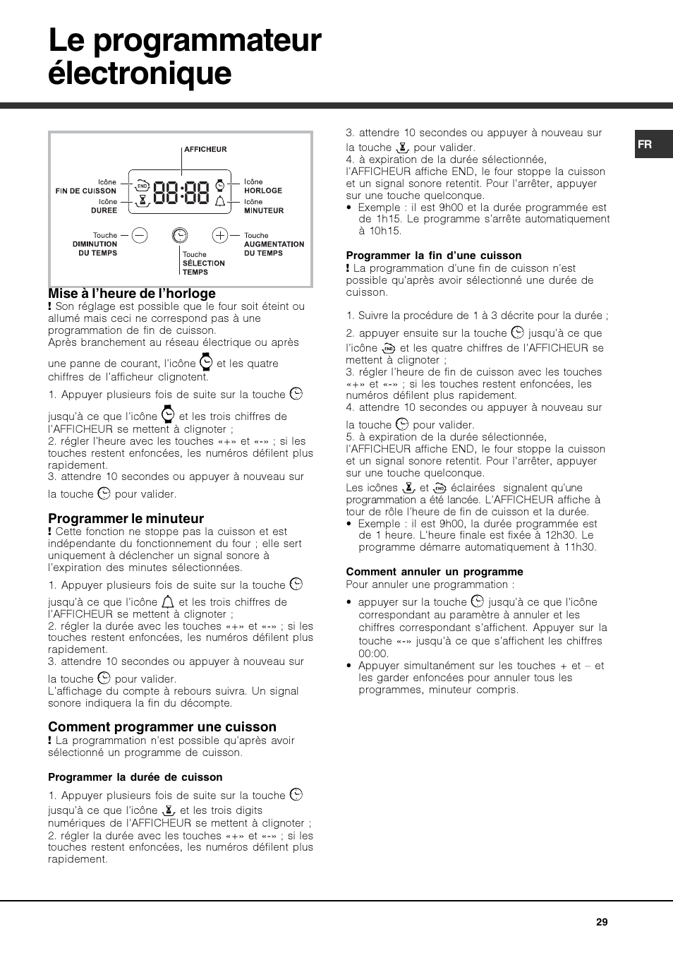 Le programmateur électronique | Hotpoint Ariston Luce FK 83 X-HA User Manual | Page 29 / 72