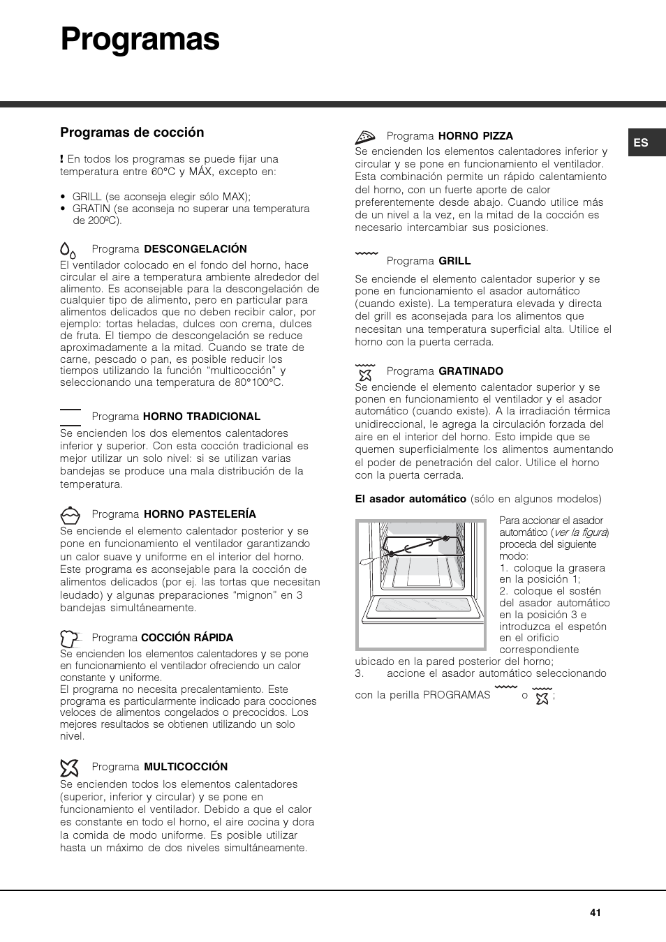 Programas | Hotpoint Ariston Luce FK 83 X-HA User Manual | Page 41 / 72