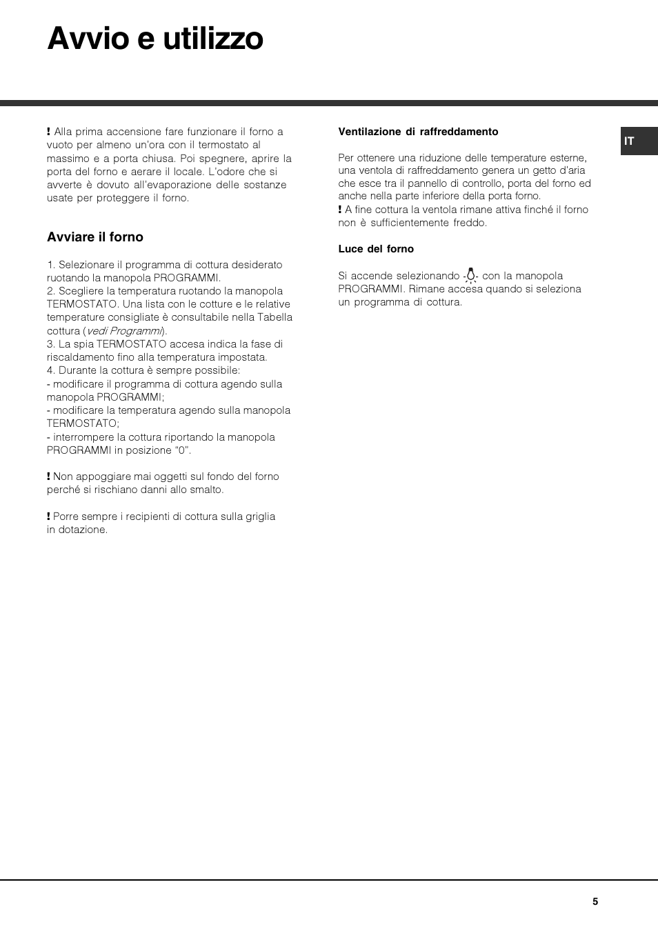 Avvio e utilizzo | Hotpoint Ariston Luce FK 83 X-HA User Manual | Page 5 / 72