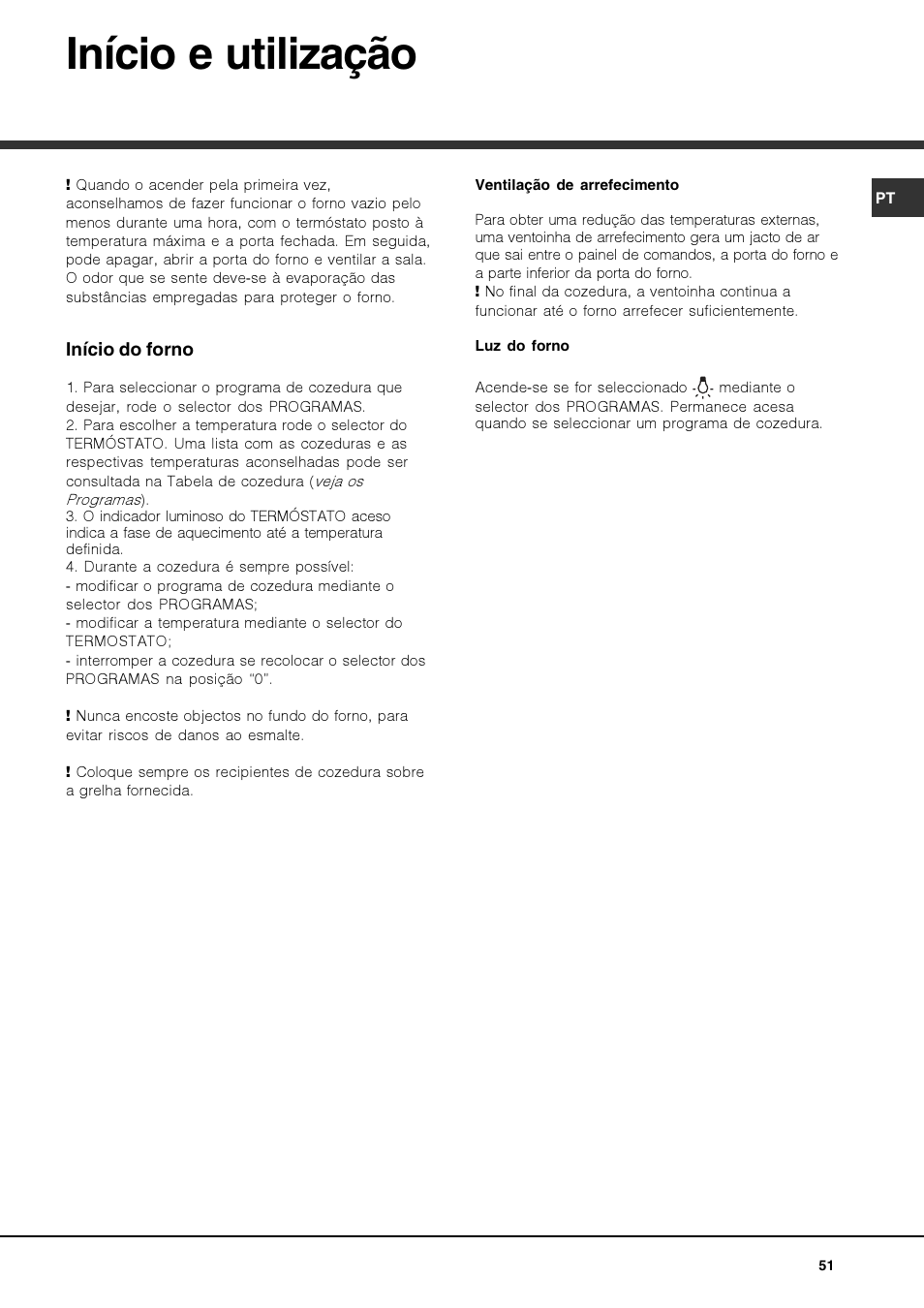 Início e utilização | Hotpoint Ariston Luce FK 83 X-HA User Manual | Page 51 / 72