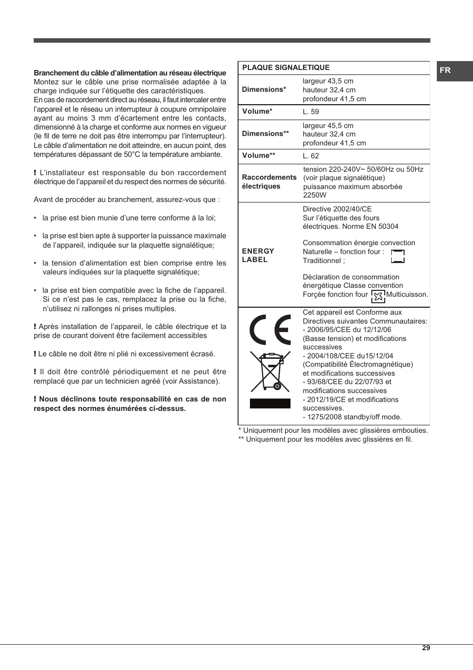 Hotpoint Ariston Style FHS 536 IX-HA User Manual | Page 29 / 84