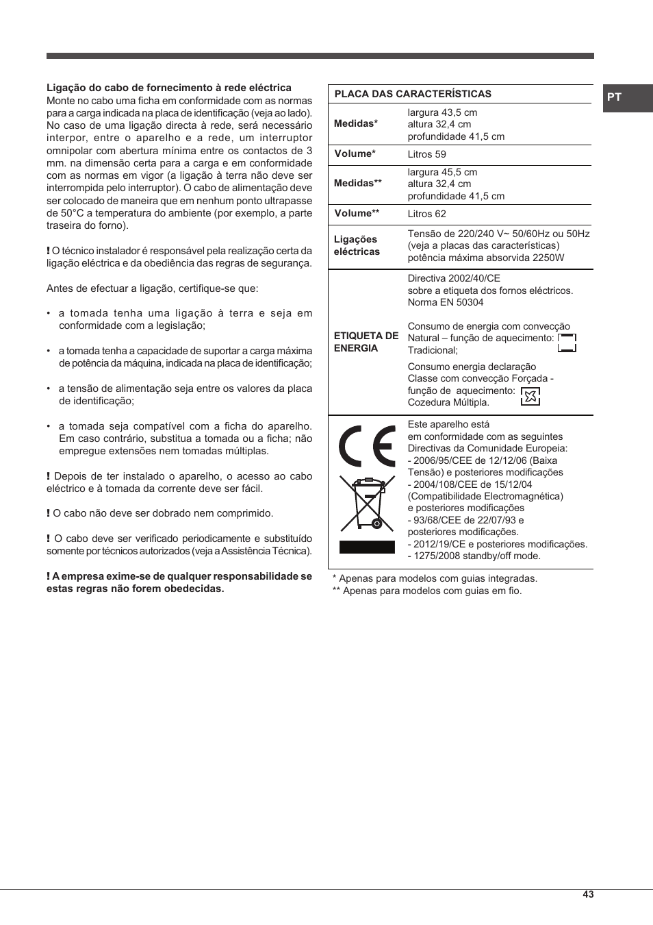 Hotpoint Ariston Style FHS 536 IX-HA User Manual | Page 43 / 84