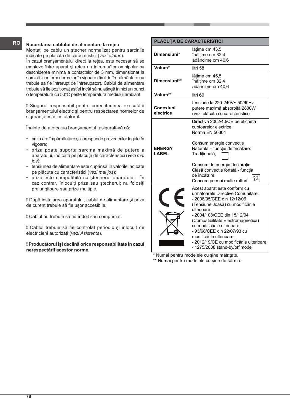 Hotpoint Ariston Style FHS 536 IX-HA User Manual | Page 78 / 84