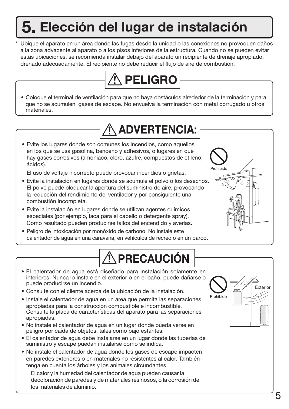 Elección del lugar de instalación, Peligro advertencia: precaución | Electrolux EN18WI30LS User Manual | Page 49 / 84