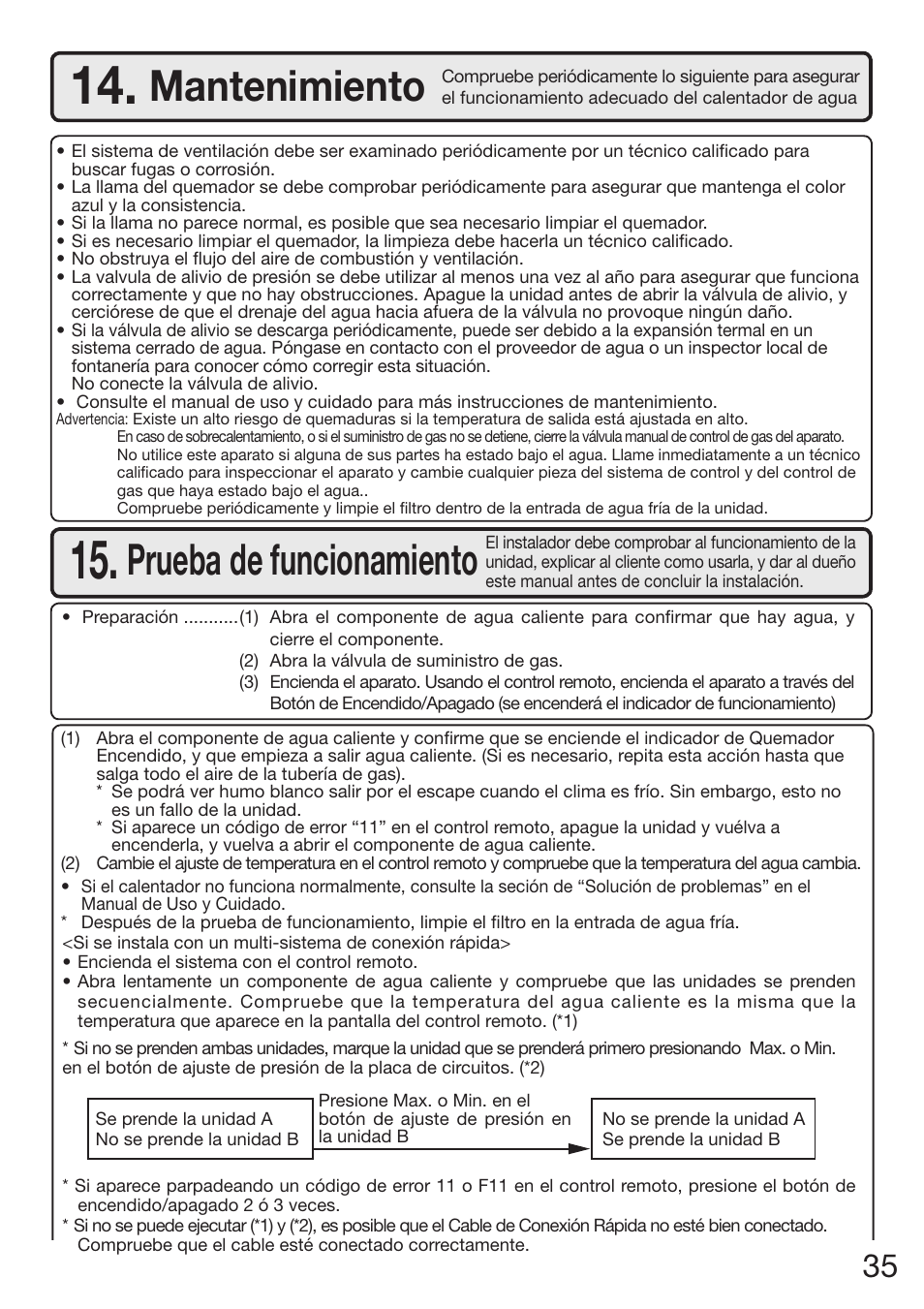 Mantenimiento, Prueba de funcionamiento | Electrolux EN18WI30LS User Manual | Page 79 / 84