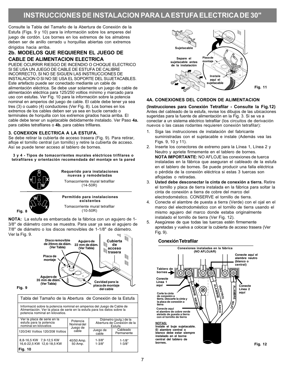 Conexión tetrafilar | FRIGIDAIRE FFEF3050LS User Manual | Page 7 / 8