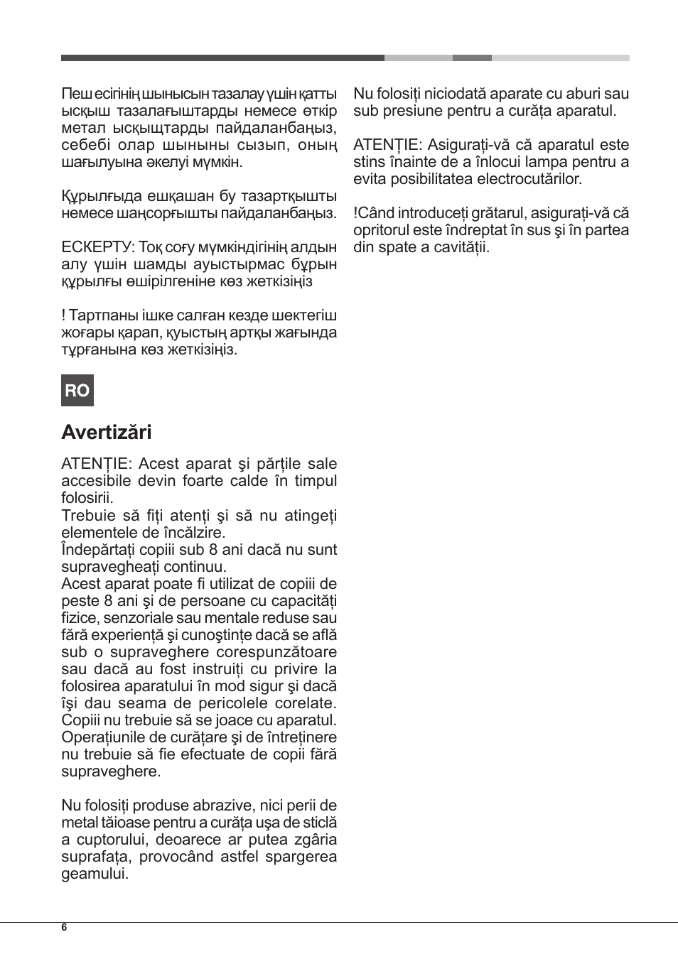 Avertizări | Hotpoint Ariston FH G /HA S User Manual | Page 6 / 80