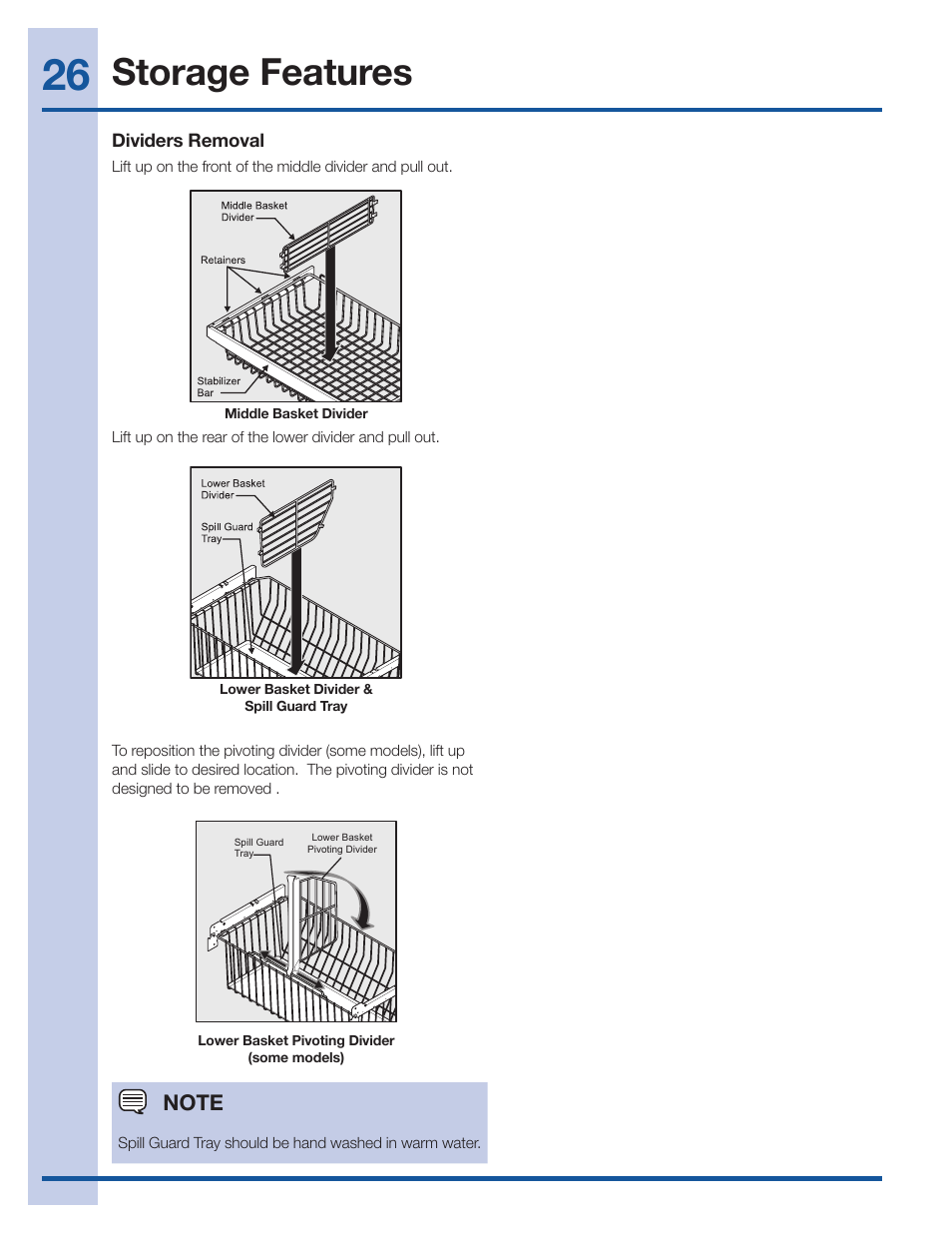 Storage features | Electrolux EI27BS26JS User Manual | Page 26 / 38