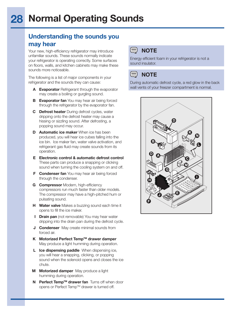 Normal operating sounds, Understanding the sounds you may hear | Electrolux EI27BS26JS User Manual | Page 28 / 38