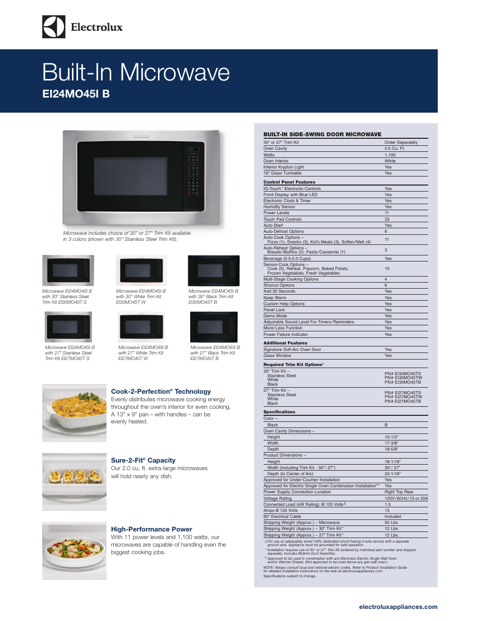 Electrolux EI24MO45IBEI27MO45TS User Manual | 6 pages