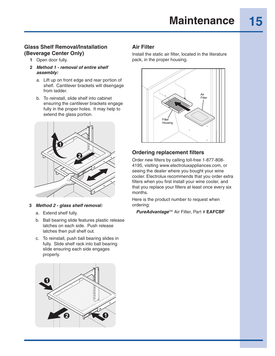 Maintenance | Electrolux EI24WC65GS User Manual | Page 15 / 18