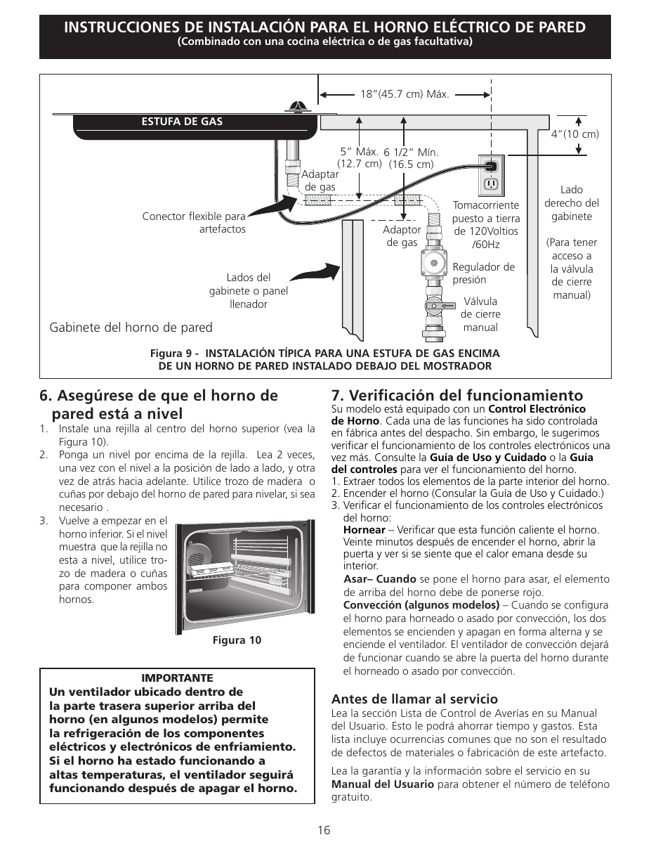 Verificación del funcionamiento, Asegúrese de que el horno de pared está a nivel | Electrolux EW27EW65GB User Manual | Page 16 / 24