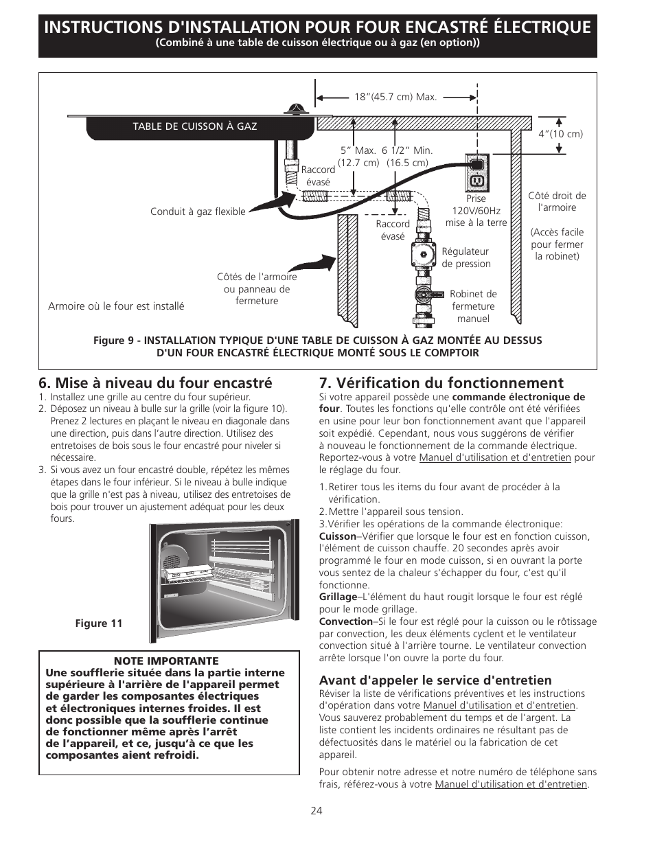 Vérification du fonctionnement, Mise à niveau du four encastré | Electrolux EW27EW65GB User Manual | Page 24 / 24