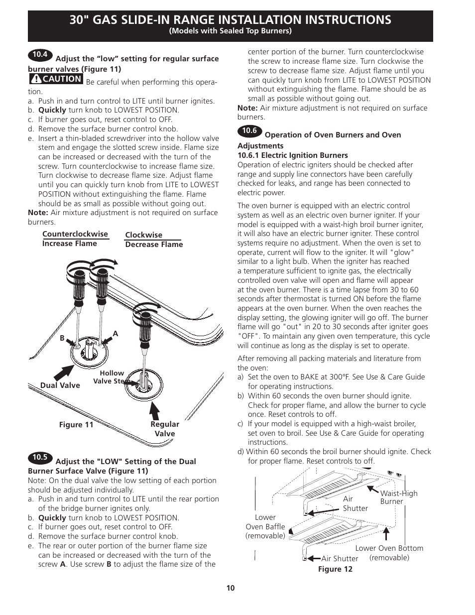 30" gas slide-in range installation instructions | Electrolux EW30GS75KS User Manual | Page 10 / 40