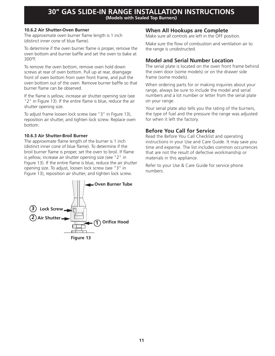 30" gas slide-in range installation instructions | Electrolux EW30GS75KS User Manual | Page 11 / 40