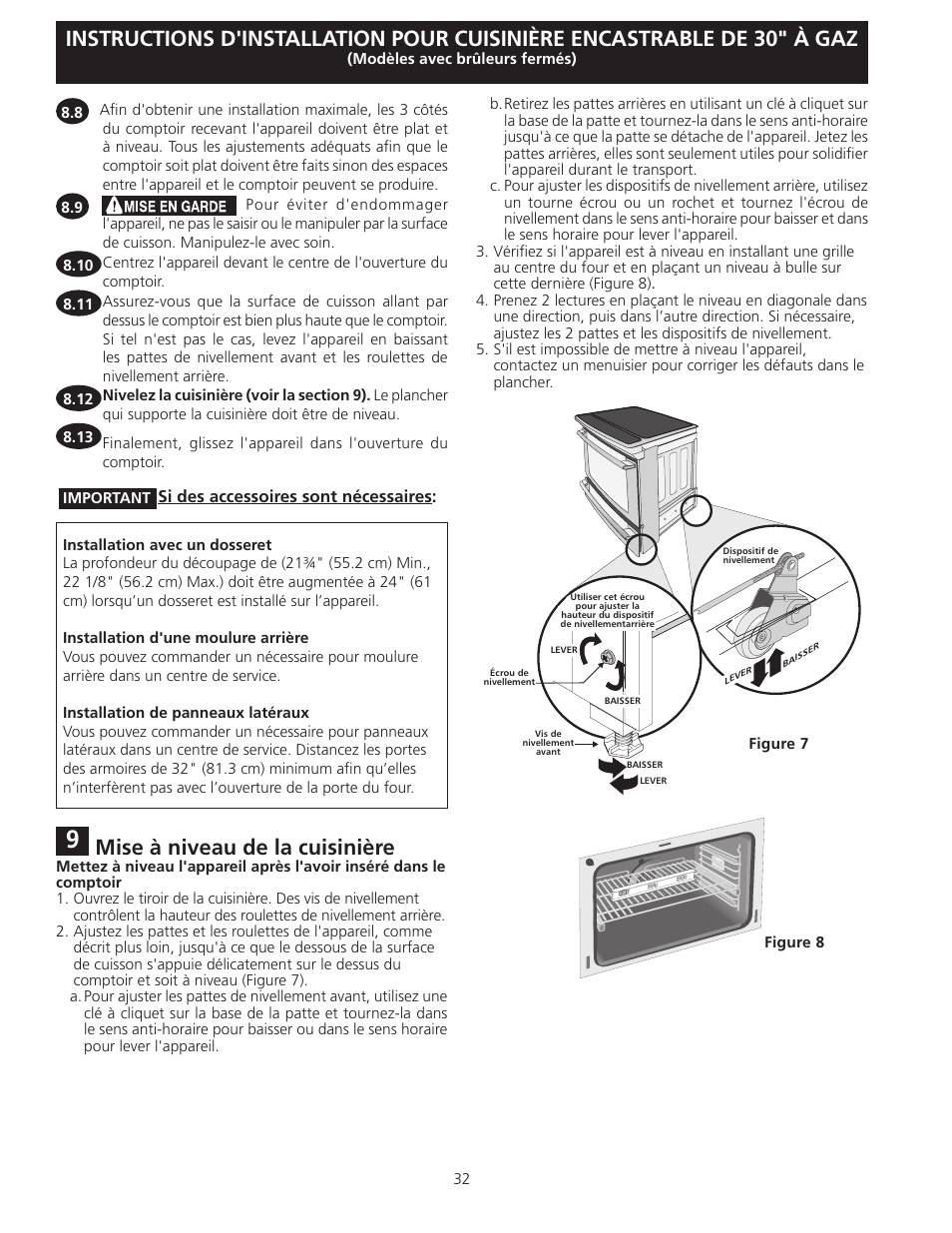 Mise à niveau de la cuisinière | Electrolux EW30GS75KS User Manual | Page 32 / 40