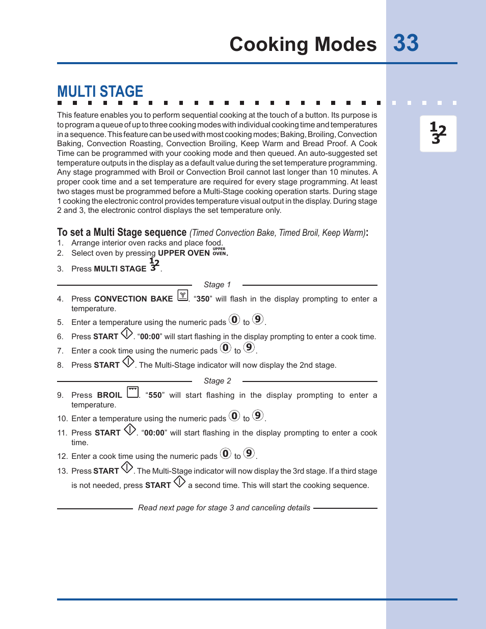 Cooking modes, Multi stage | Electrolux EW30GS65GS User Manual | Page 33 / 52