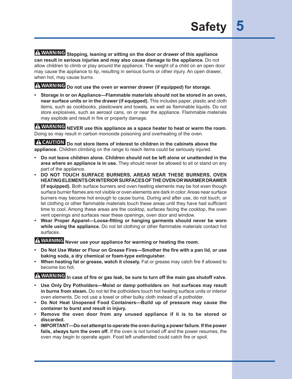 Safety | Electrolux EW30GS65GS User Manual | Page 5 / 52