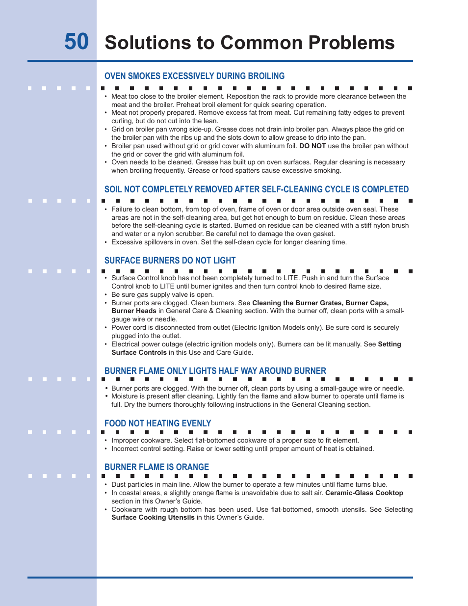 Solutions to common problems | Electrolux EW30GS65GS User Manual | Page 50 / 52