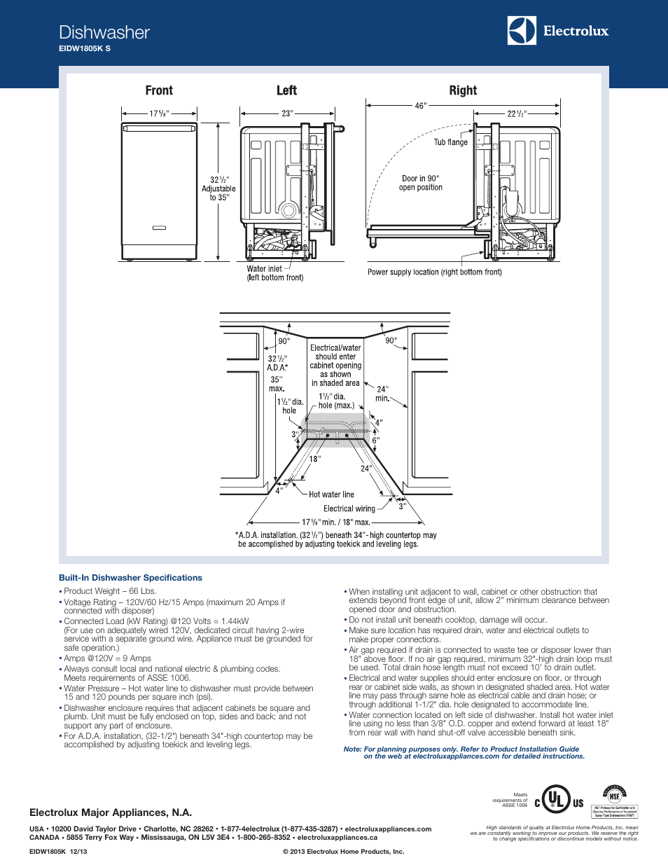 Dishwasher | Electrolux EIDW1805KS User Manual | Page 2 / 2