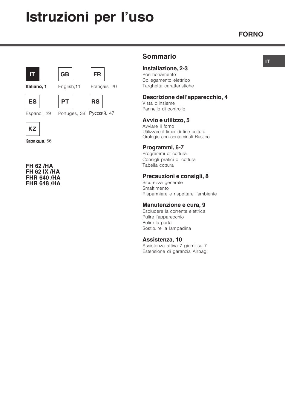 Hotpoint Ariston FH 62 /HA User Manual | 64 pages