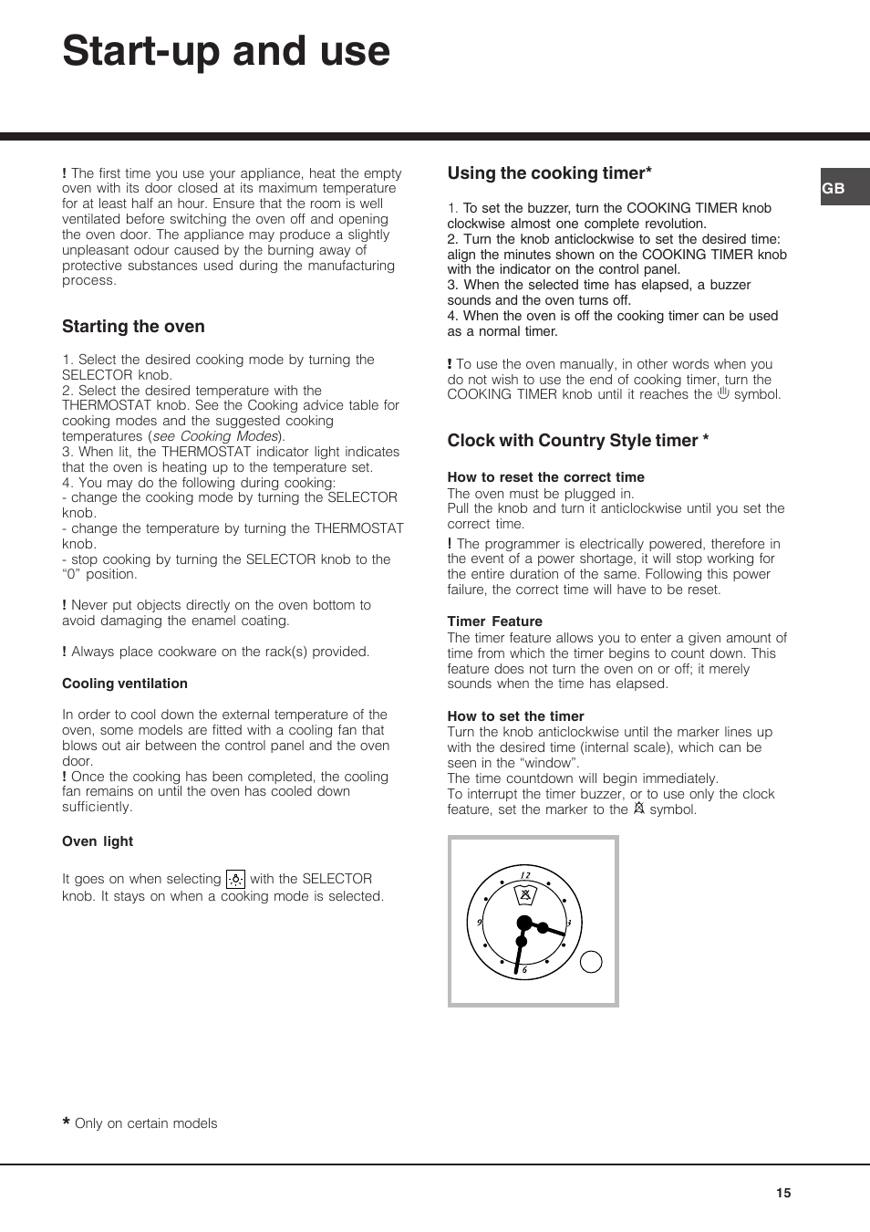 Start-up and use | Hotpoint Ariston FH 62 /HA User Manual | Page 15 / 64