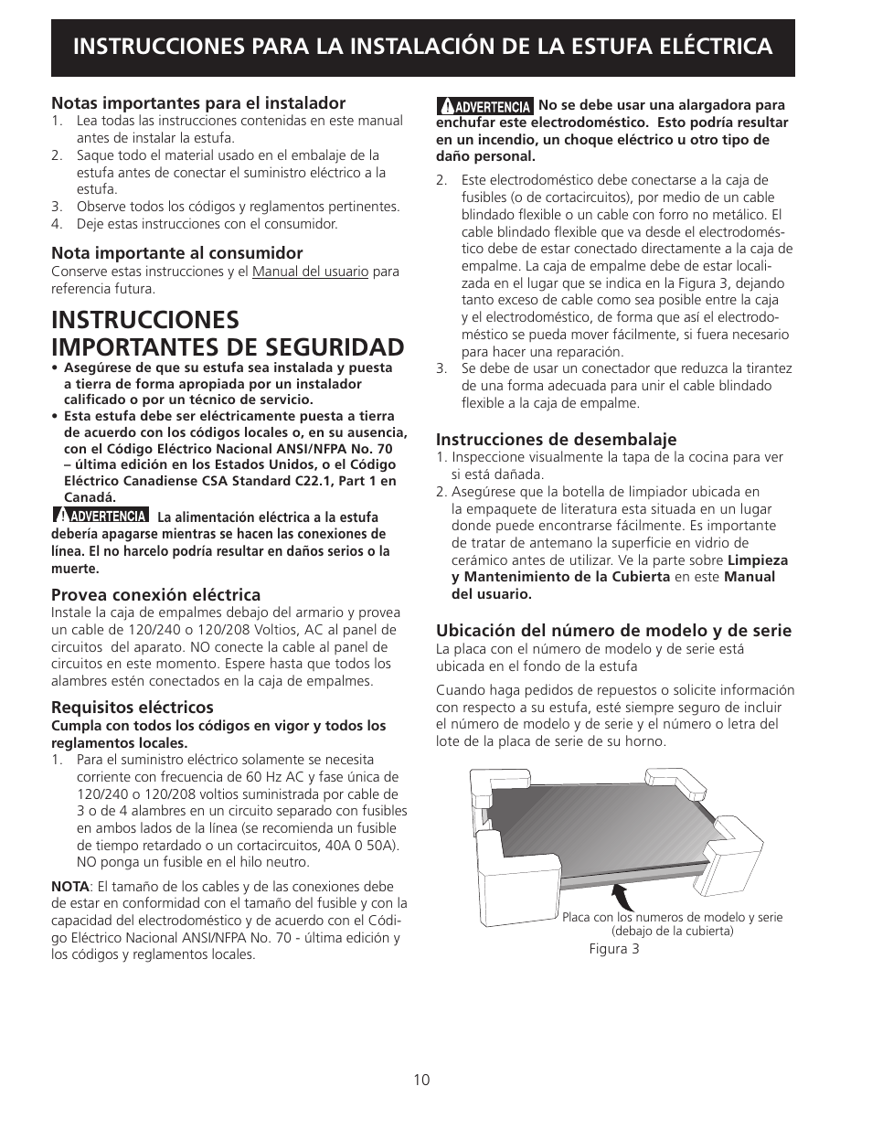 Instrucciones importantes de seguridad | Electrolux EI36EC45KS User Manual | Page 10 / 20