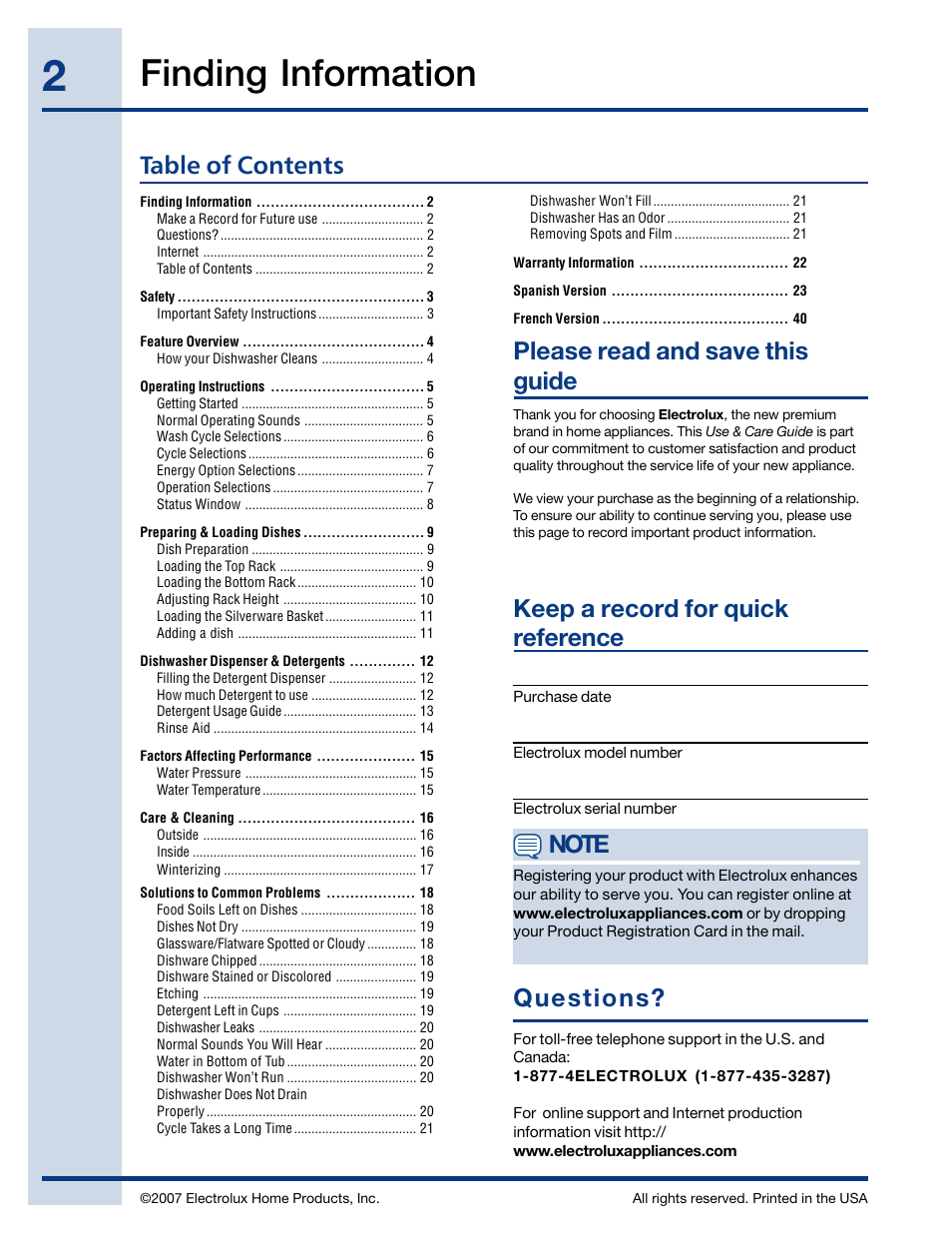 Electrolux EIDW6105GB User Manual | Page 2 / 72