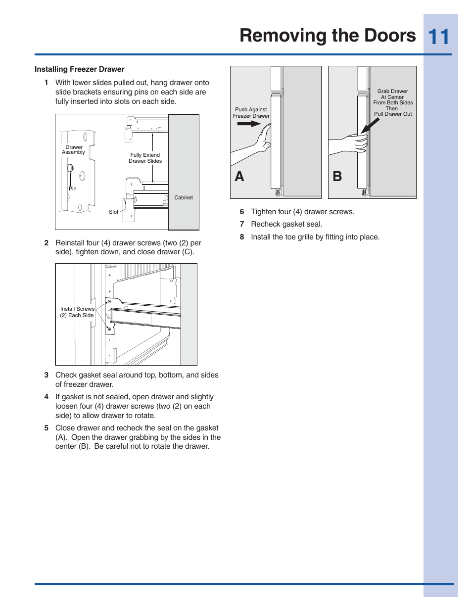 Removing the doors | Electrolux EI27BS16JW User Manual | Page 11 / 32