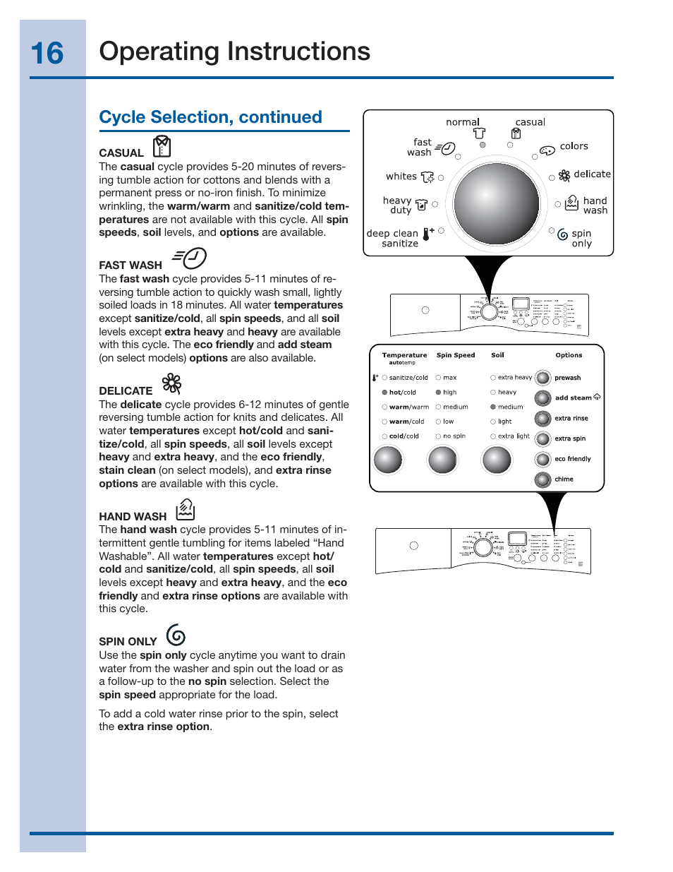 Operating instructions | Electrolux EIFLS55IMB User Manual | Page 16 / 32