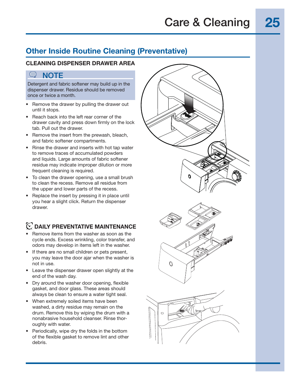 Care & cleaning, Other inside routine cleaning (preventative) | Electrolux EIFLS55IMB User Manual | Page 25 / 32