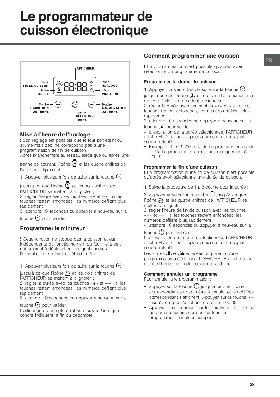 Le programmateur de cuisson électronique | Hotpoint Ariston Style FH 53 IX-HA User Manual | Page 29 / 72