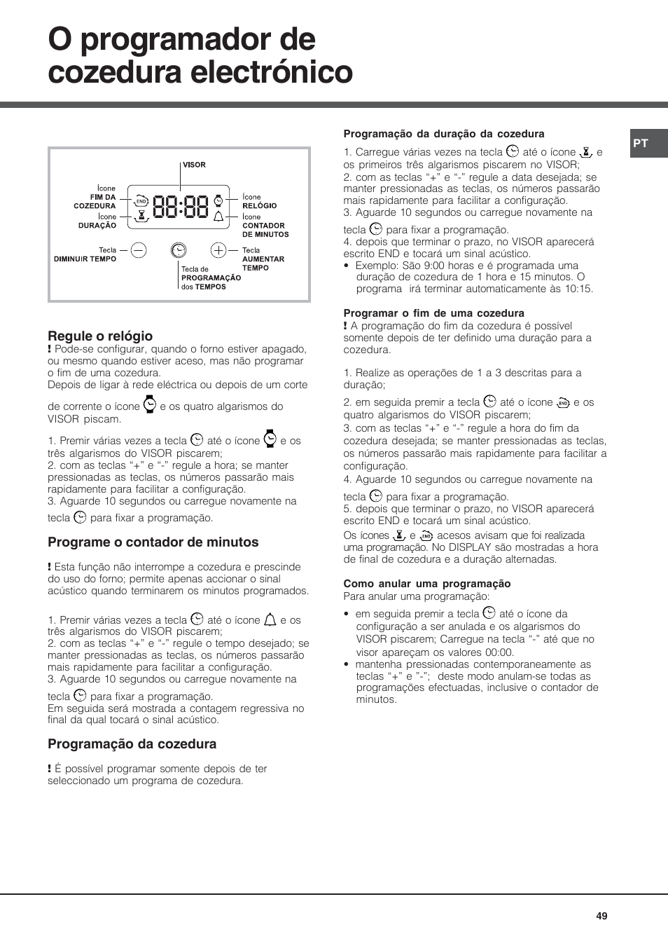 O programador de cozedura electrónico | Hotpoint Ariston Style FH 53 IX-HA User Manual | Page 49 / 72