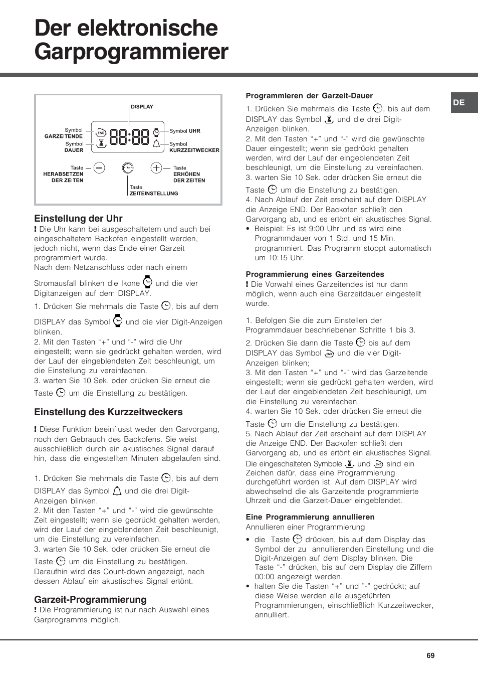 Der elektronische garprogrammierer | Hotpoint Ariston Style FH 53 IX-HA User Manual | Page 69 / 72