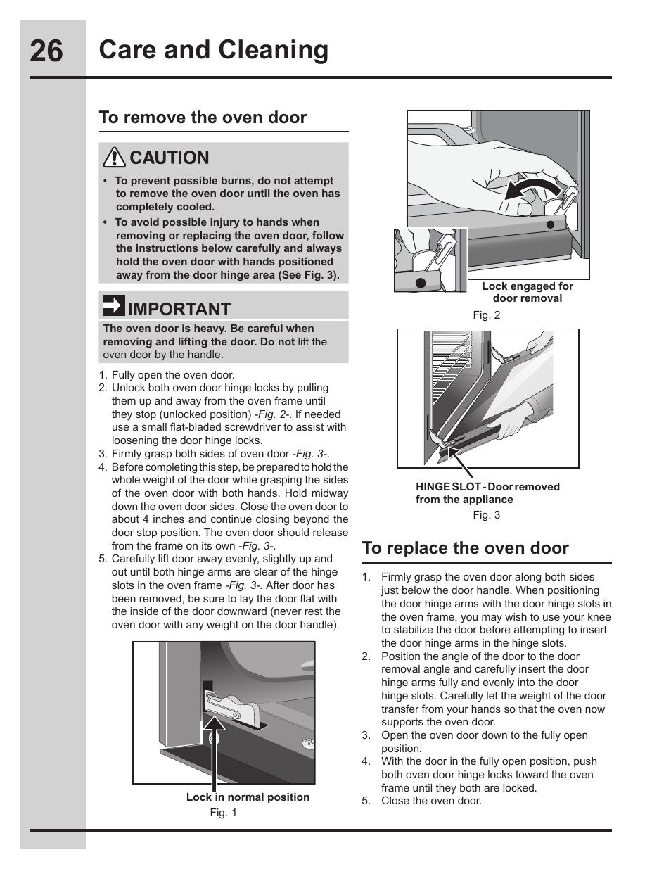 Care and cleaning, Important | Electrolux EI30EW45KB User Manual | Page 26 / 32