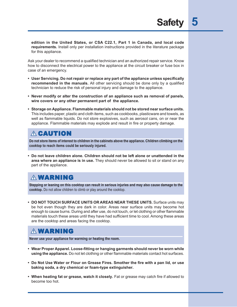 Safety, Warning, Ca caution ution ution ution ution | Electrolux EW30CC55GS User Manual | Page 5 / 32