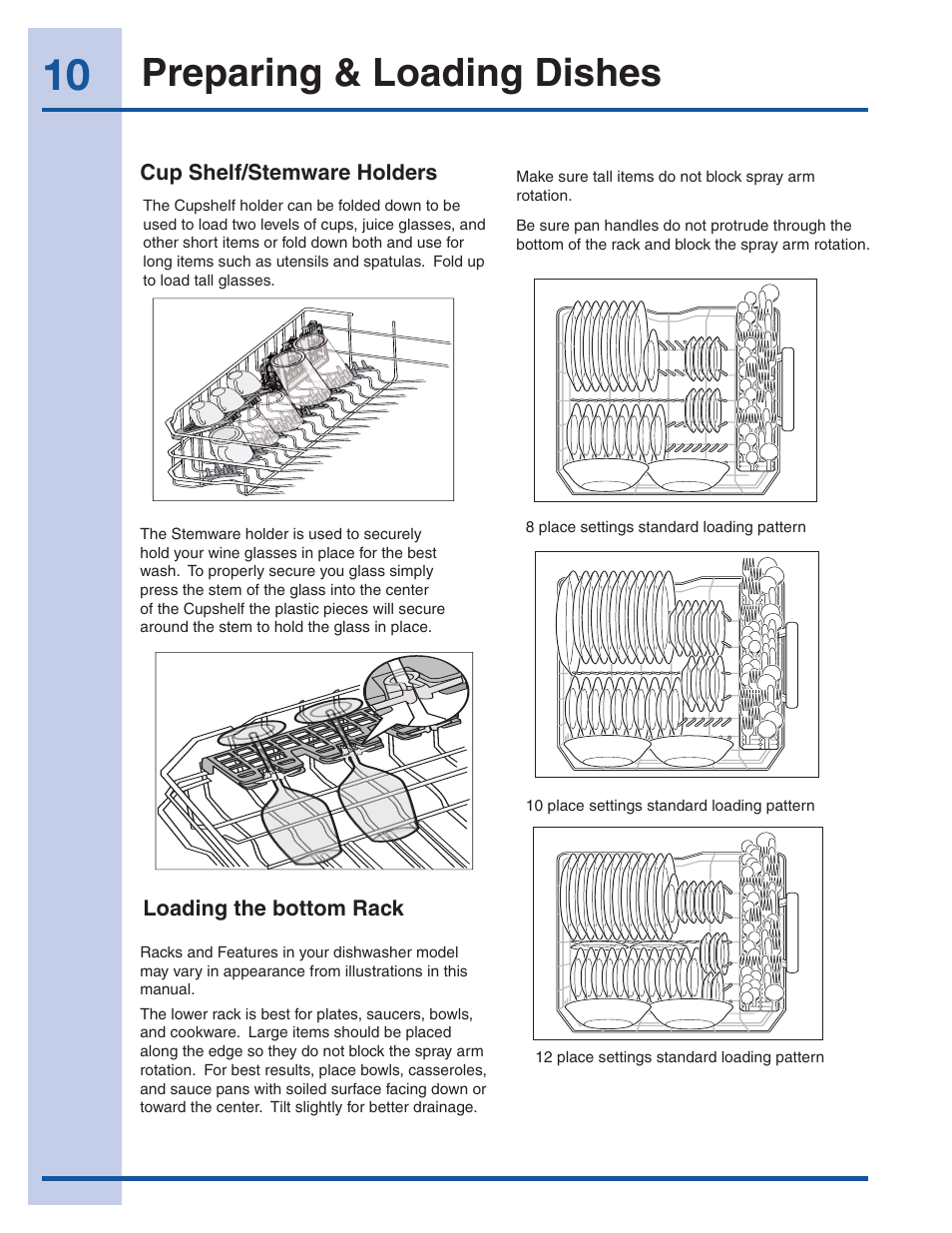 Preparing & loading dishes | Electrolux EI24ID30QS User Manual | Page 10 / 60